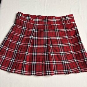 Pleated Plaid Red Micro Mini Skirt- S/M